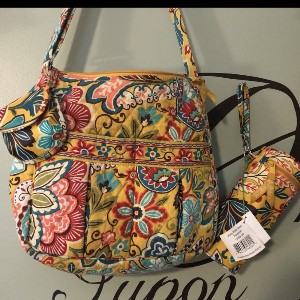 Vera Bradley Yellow and Red Baby Bag With Accessories